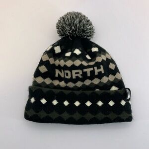 The North Face Winter Knit Beanie Hat Ski Tuke V Black, Cream, Olive Argyle